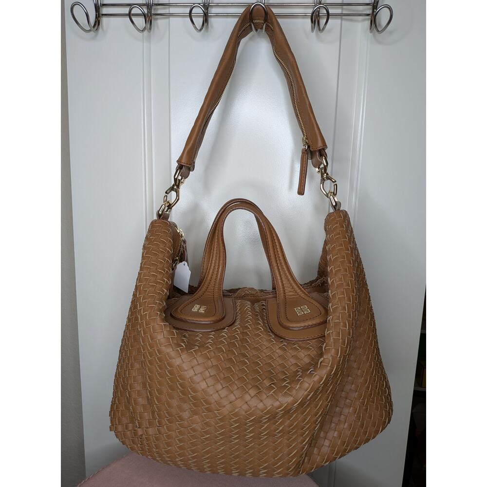 Givenchy Nightingale Braided Leather Handbag Brown Woven Authentic Bag - Picture 3 of 11